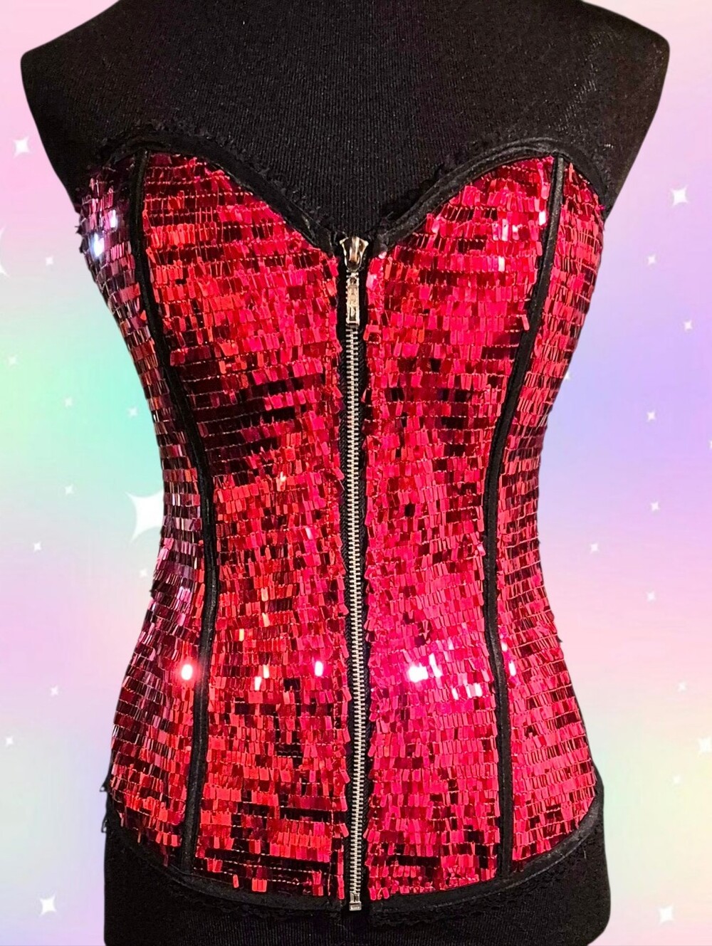 Red Sequin Corset Style Top